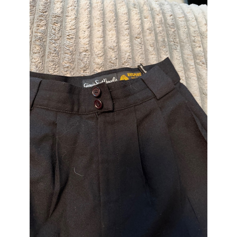Giorgio Sant'Angelo Vintage Black 100% Pure Wool Pleated High Waist Pants 12 - Picture 2 of 9
